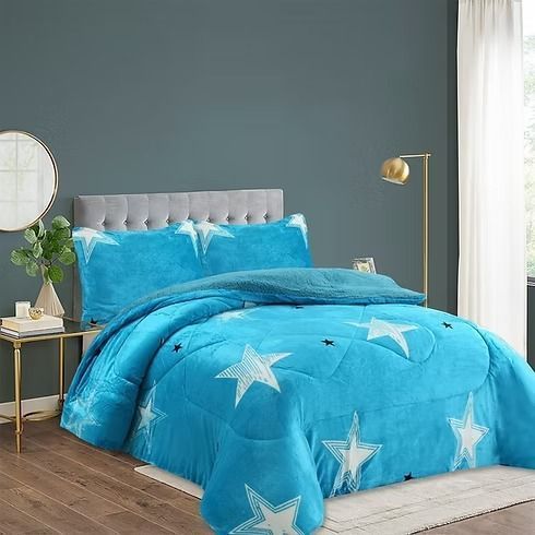 Cubrecama plush con chiporro 1.5 plazas con diseño acolchado -1
