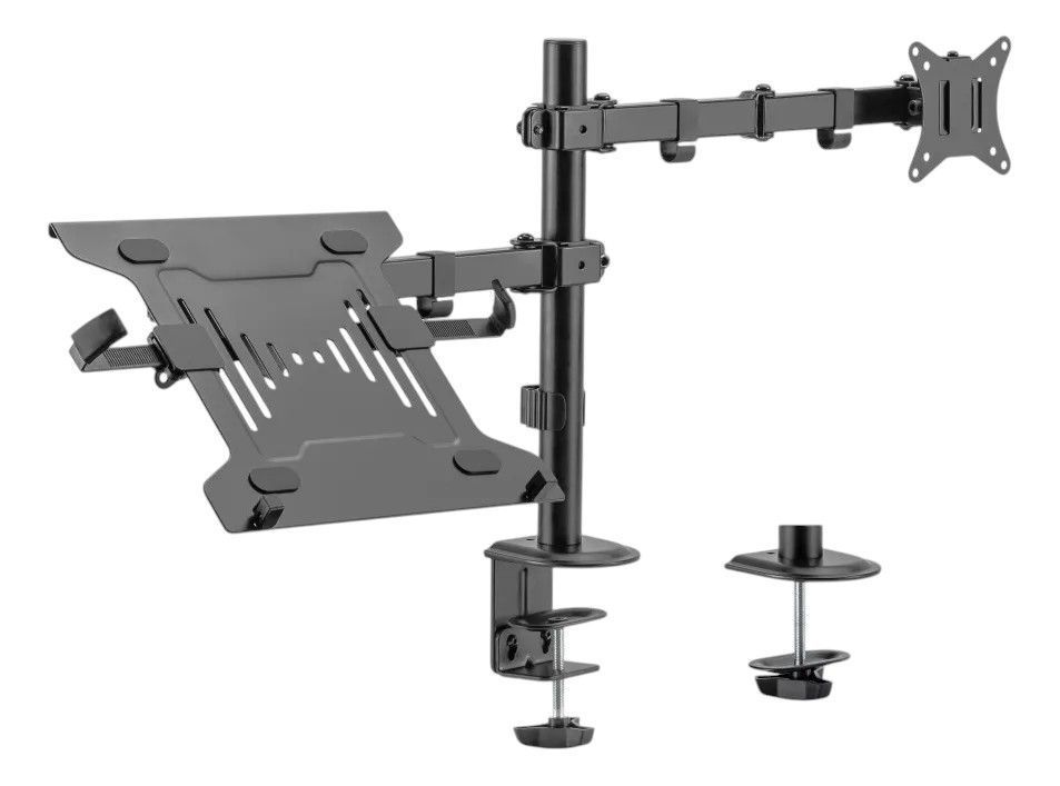 Base Doble Para Lapto y Monitor Brazo con Movimineto Negra-0