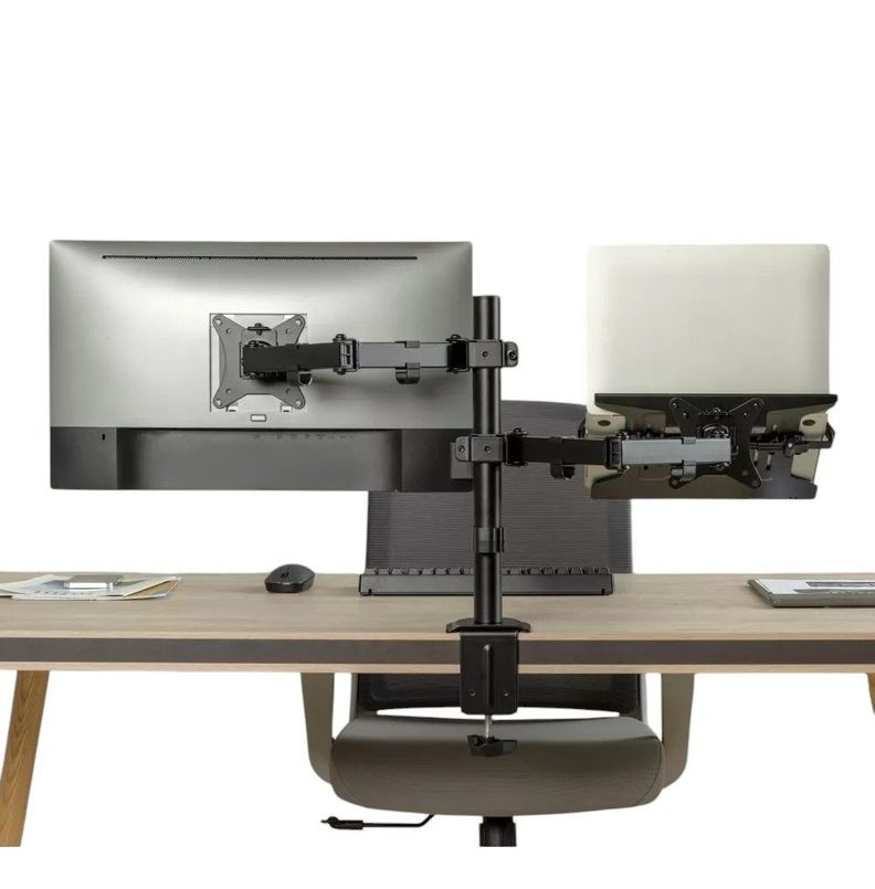 Base Doble Para Lapto y Monitor Brazo con Movimineto Negra-3