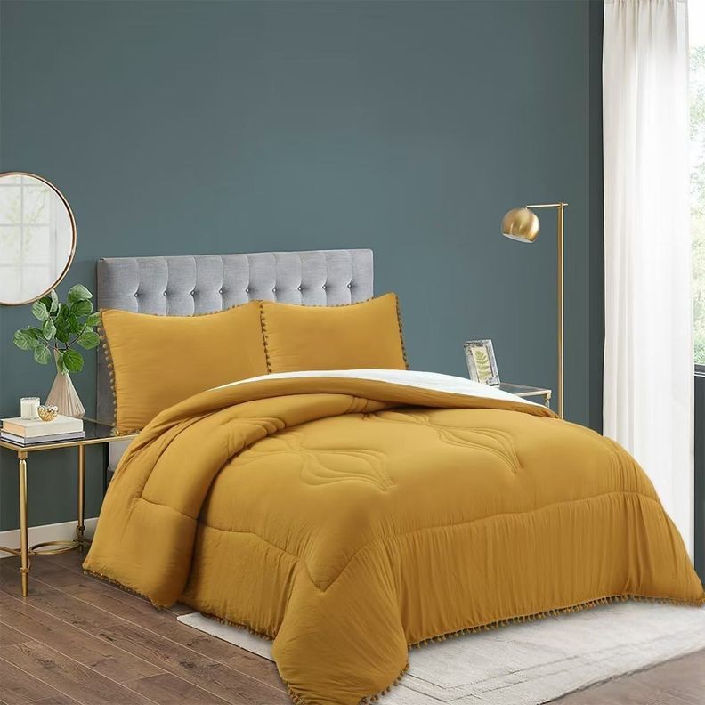 cubrecama plush acolchado con ponpon 2 plazas  -1