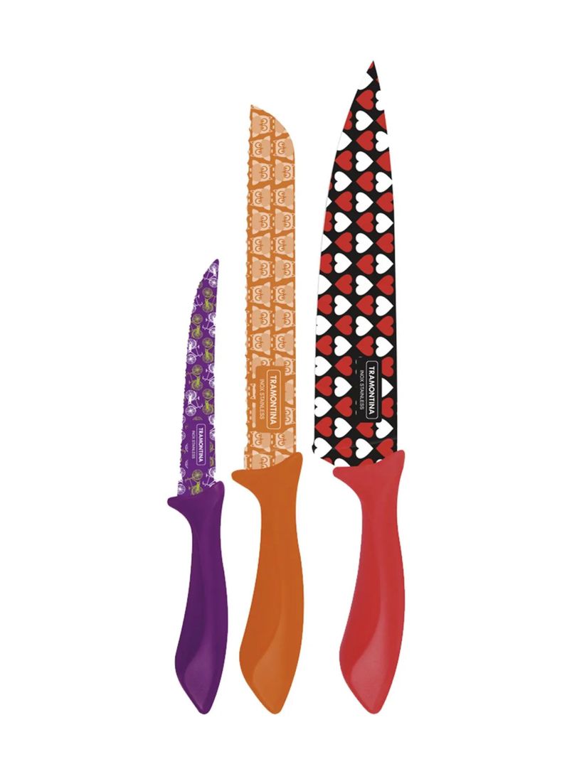 Set 3 Cuchillos Color Cut Tramontina Para Cocina-0