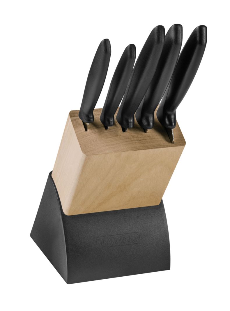Juego 5 Cuchillos De Acero Inoxidable Con Soporte Tramontina-0