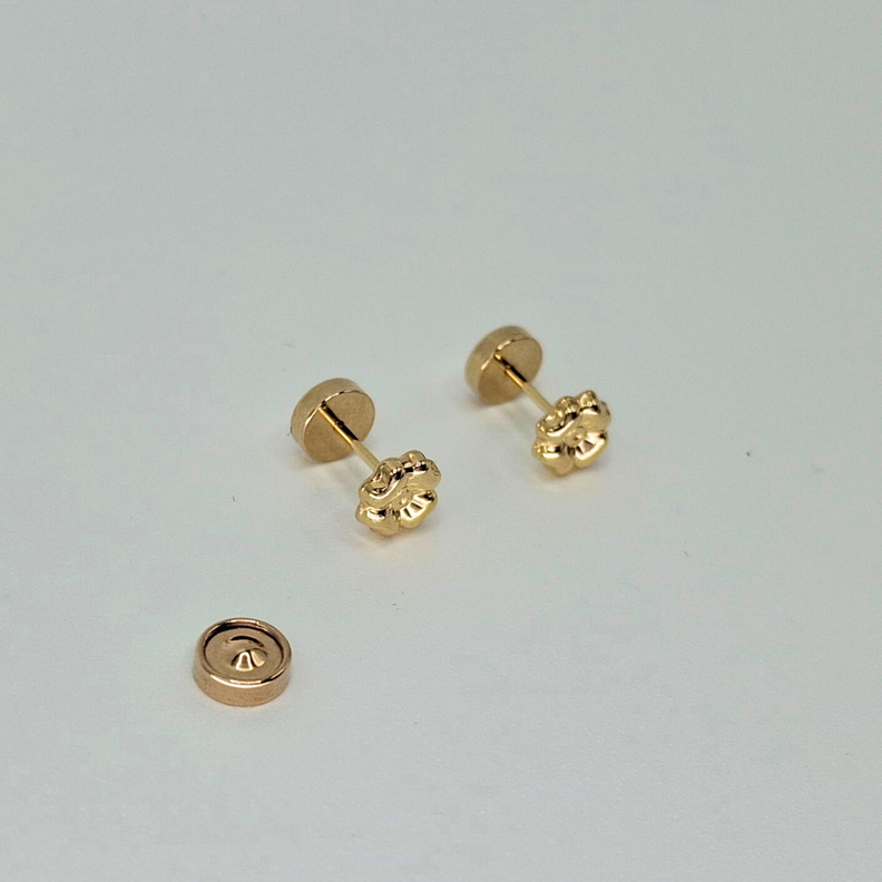 Aros abridores para bebé y niña, modelo trebol oro 18k-0