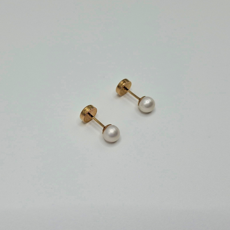 Aros abridores para bebé y niña, modelo Perla  cultivada 3,5mm, oro18k-3