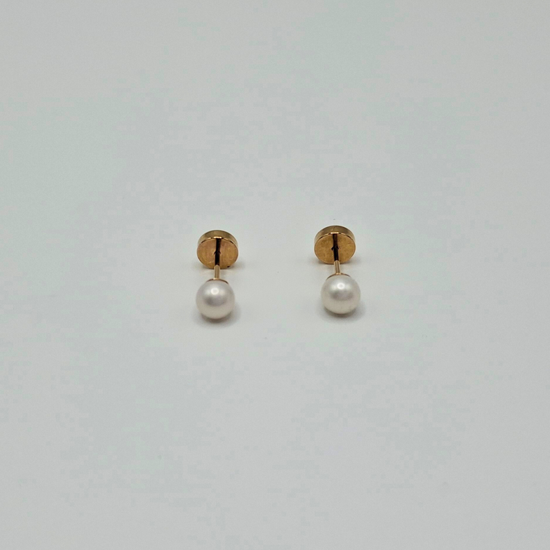 Aros abridores para bebé y niña, modelo Perla  cultivada 3,5mm, oro18k-4