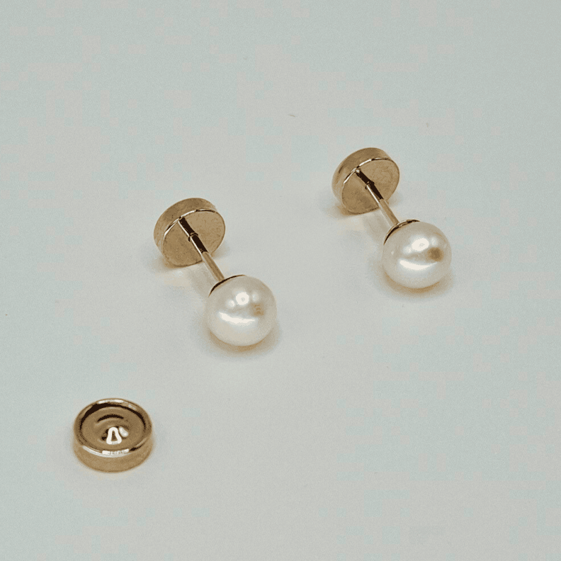 Aros abridores para bebé y niña, modelo Perla  cultivada 3,5mm, oro18k-0