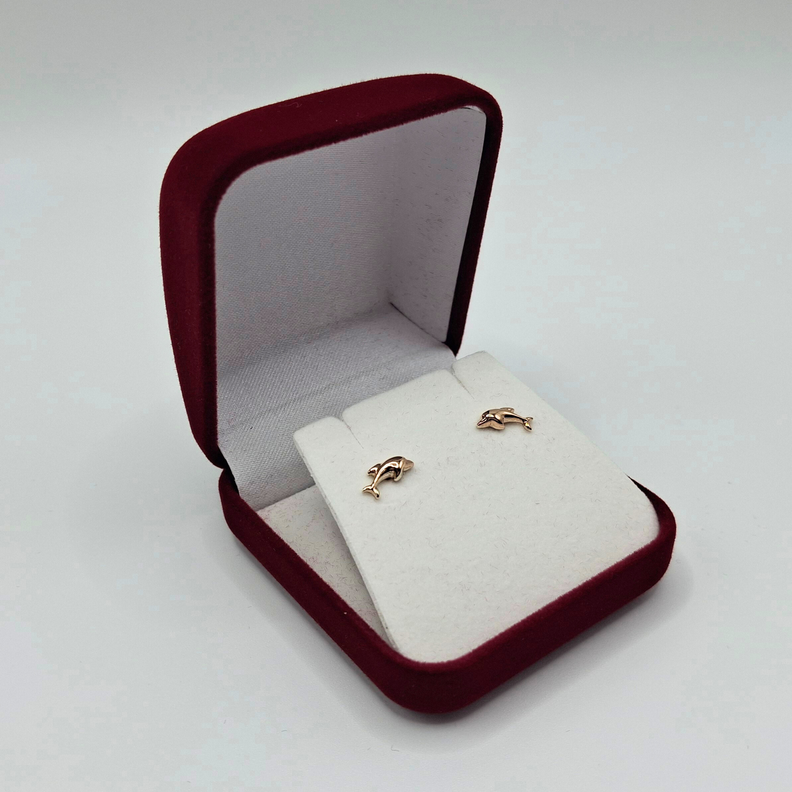 Aros abridores para bebé  y niña de oro 14k modelo delfín.-2