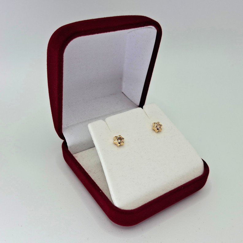 Aros abridores para bebé y niña, modelo estrella, oro 18k-3