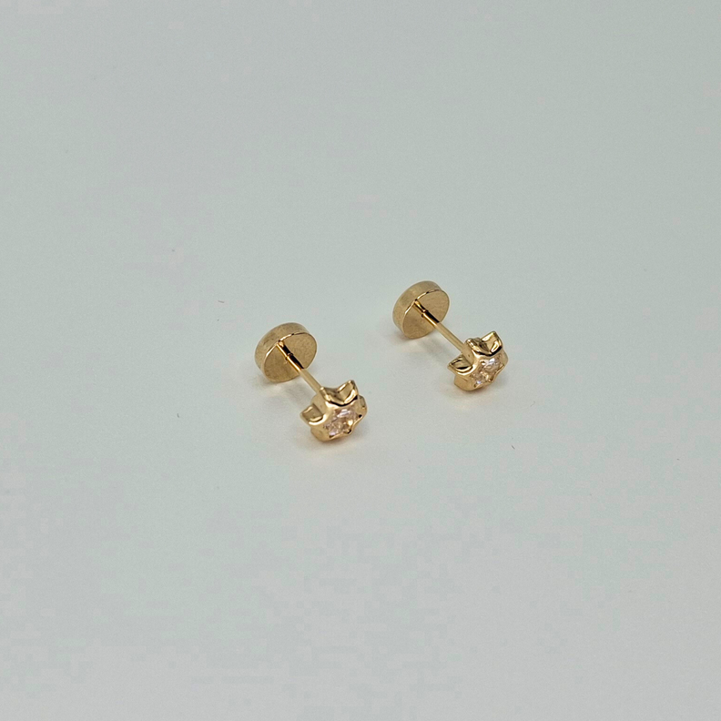Aros abridores para bebé y niña, modelo estrella, oro 18k-4