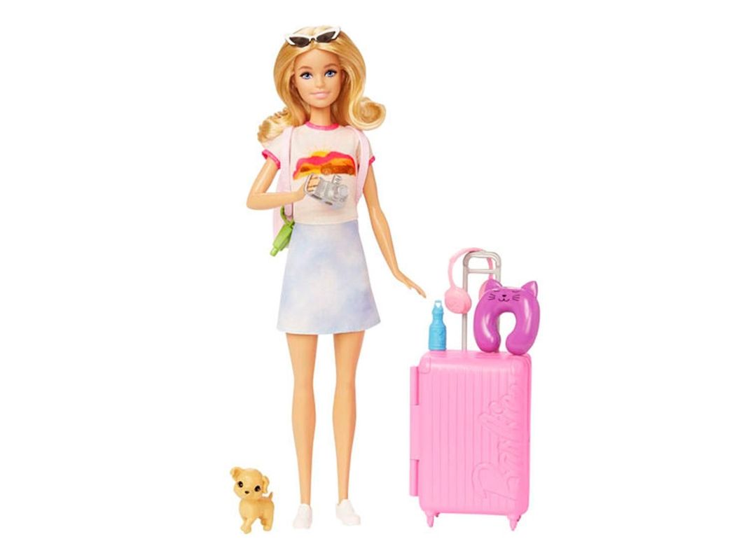 Barbie Viajera Muñeca Con Maleta Y Accesorios-1
