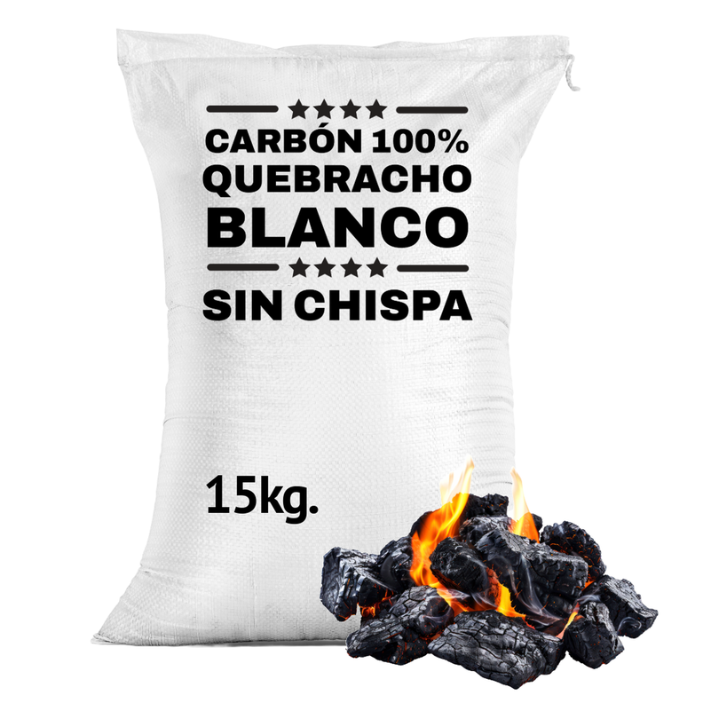 Carbón 100% Quebracho Blanco Premium Saco 15 Kg. Sin Chispa-0