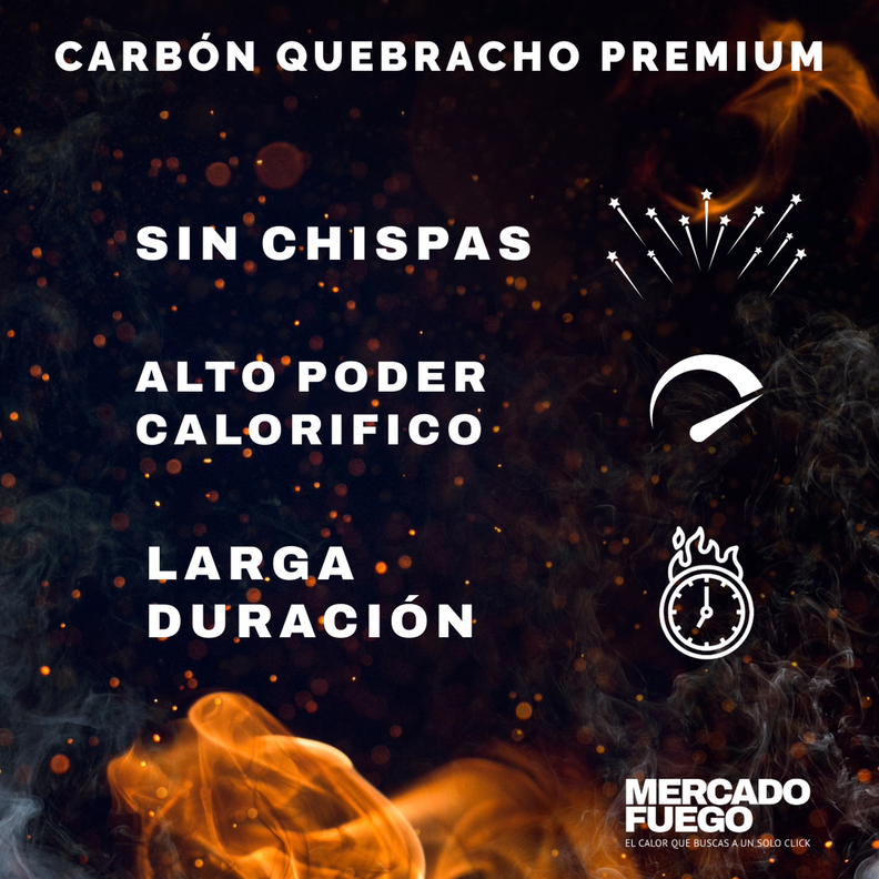 Carbón 100% Quebracho Blanco Premium Saco 15 Kg. Sin Chispa-1