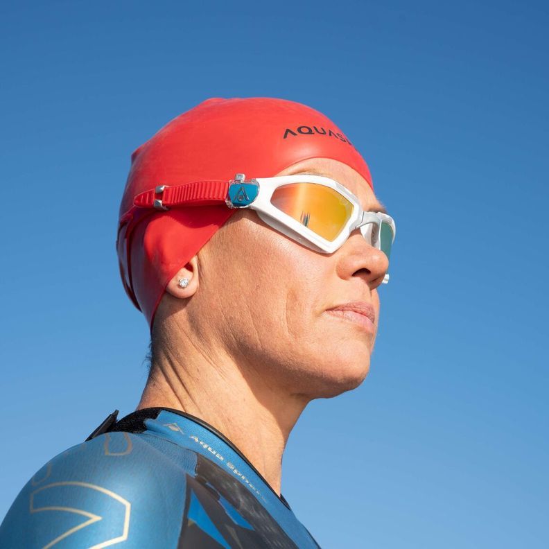 Gafas De Natación Kayenne Pro Bco/gris Lente Espejado Rojo-4