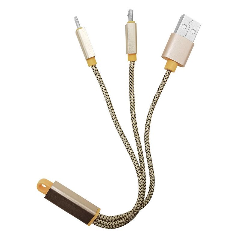 Cable USB de Carga Múltiple 2 en 1 (Micro USB - Lightning) 11.2 Cms. de Largo / Bavin Modelo CB-061-2