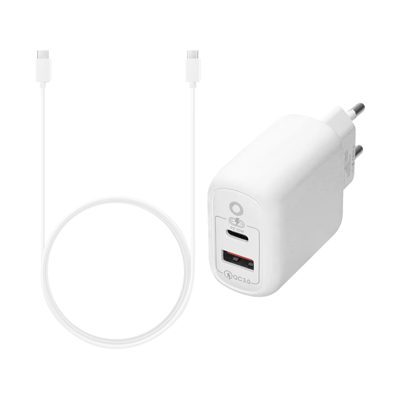 Cargador Certificado Carga Rápida 20W USB 3.0 USB Tipo C con Cable Tipo C a Tipo C Motomo Mod PD010-0