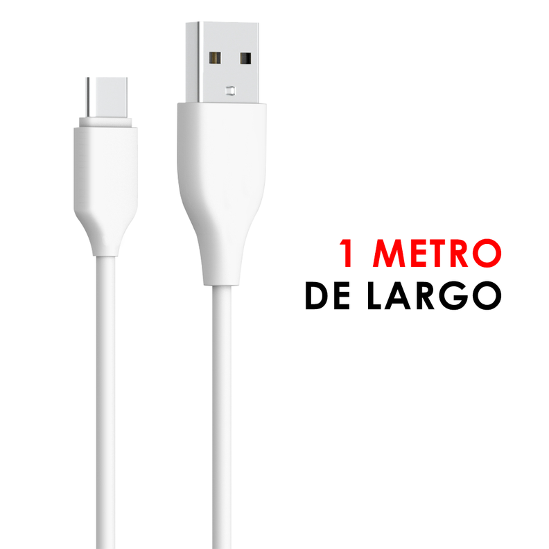 Cargador Certificado - 12W. Doble Puerto USB 2.1 - Con Cable Tipo USB a Tipo C / Motomo Modelo M 006-3