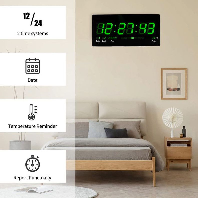 Reloj Calendario Digital Pared Sala Cocina Dormitorio Lau-6