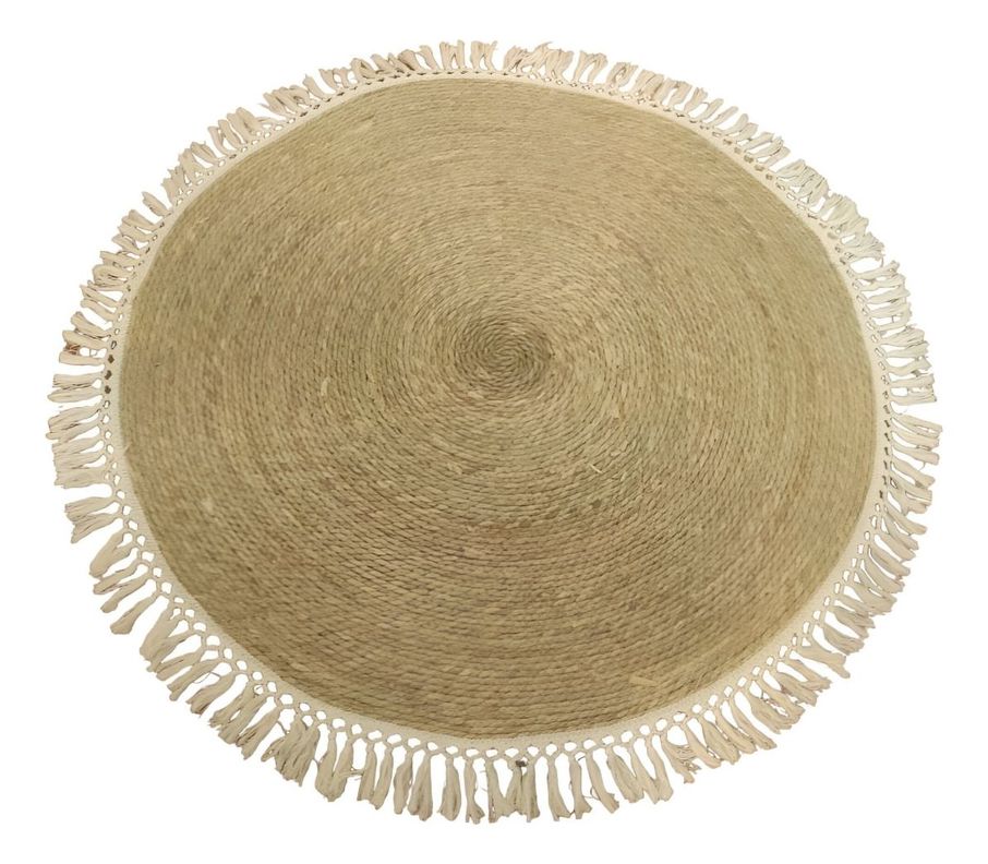 Alfombra Yute Fibra Natural Redonda Decoración 80cm Jhn-0