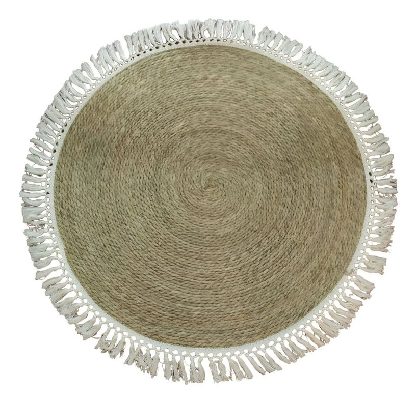Alfombra Yute Fibra Natural Redonda Decoración 80cm Jhn-1