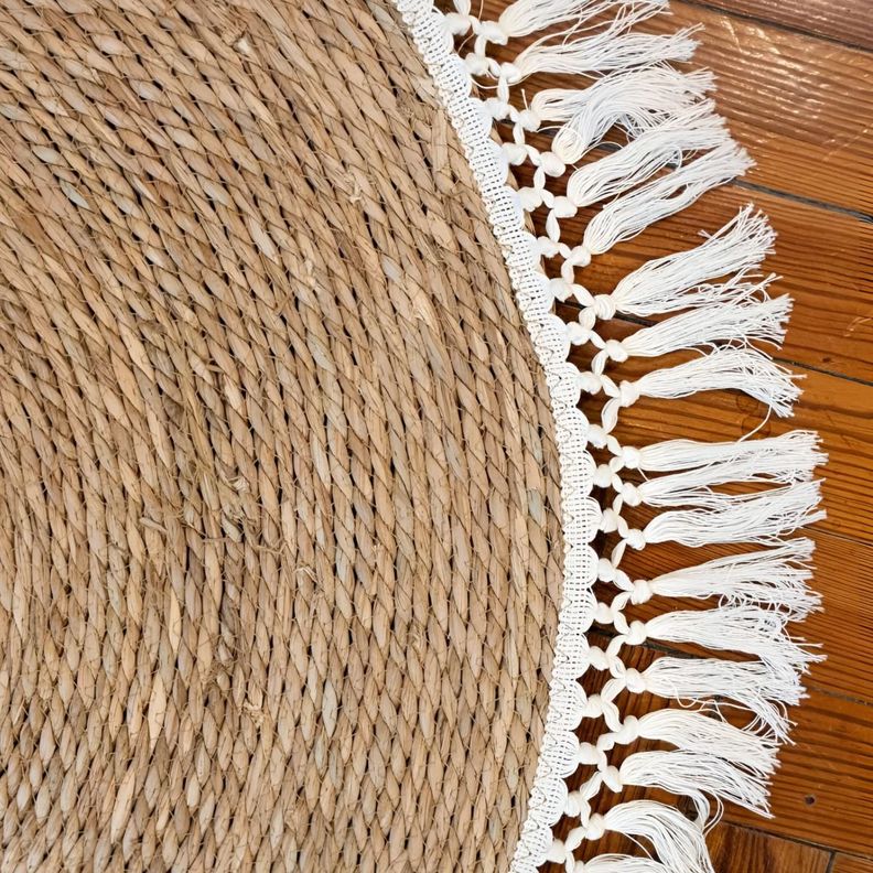 Alfombra Yute Fibra Natural Redonda Decoración 80cm Jhn-2