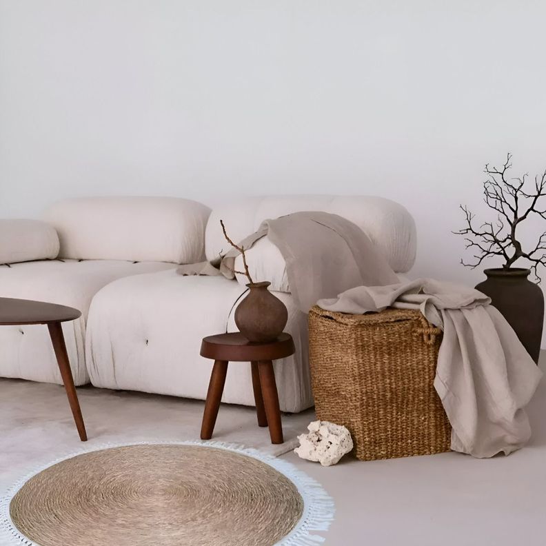 Alfombra Yute Fibra Natural Redonda Decoración 80cm Jhn-4