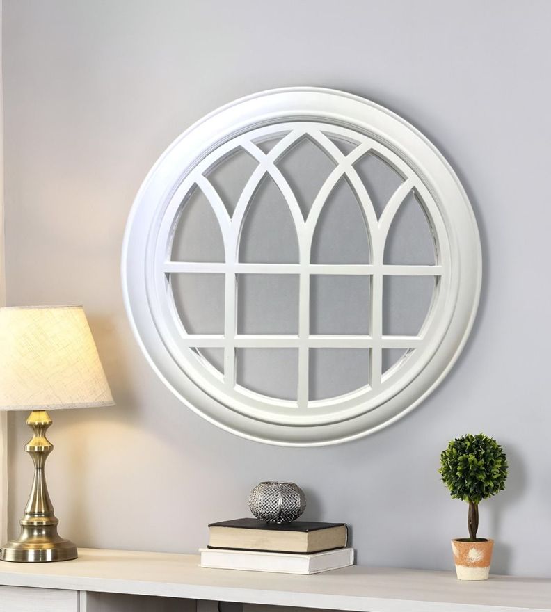 Espejo Decorativo Circular Ventana Elegante Blanco Jhn-6