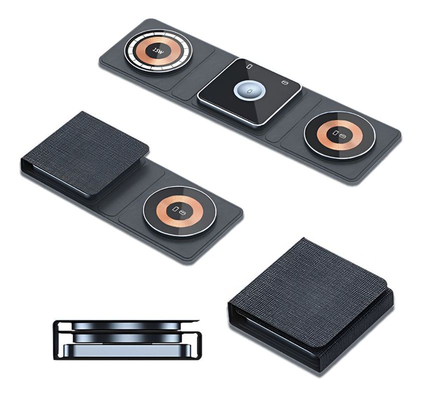 Cargador Inalámbrico Plegable Viaje Portátil 3en1 Magnético-1