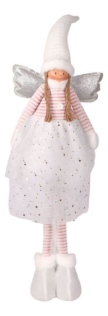 Decoración Ángel Navidad De Pie 79 Cm Trenzado Estrella Jhn-0
