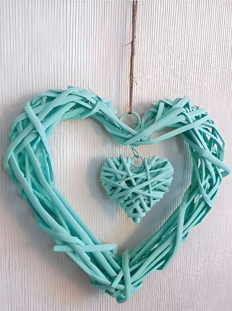 Corazón Colgante 20cm Mimbre Rústico Bricolaje Set de 3 Jhn-6