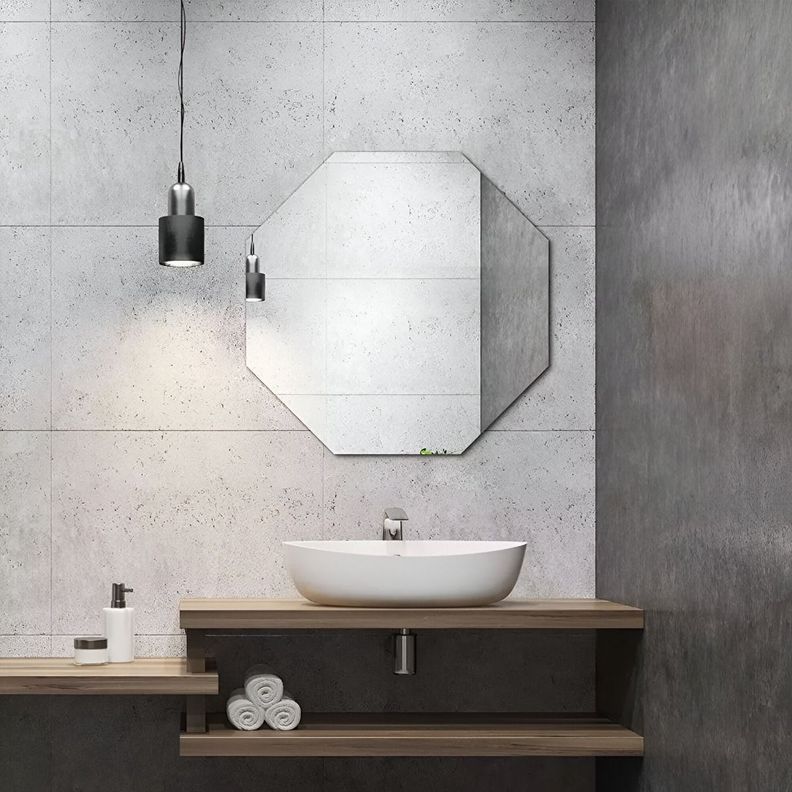 Espejo Pared Octagonal Biselado Geométrico Decorativo Jhn-7
