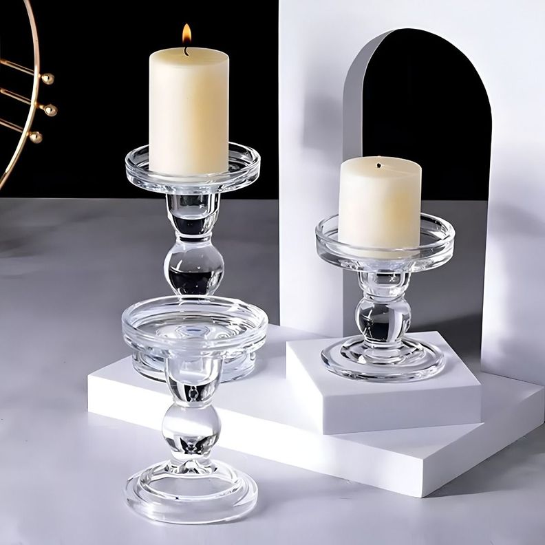 Set de 2 Candelabro Portavela Cristal Centro Mesa 11,5cm Jhn-3