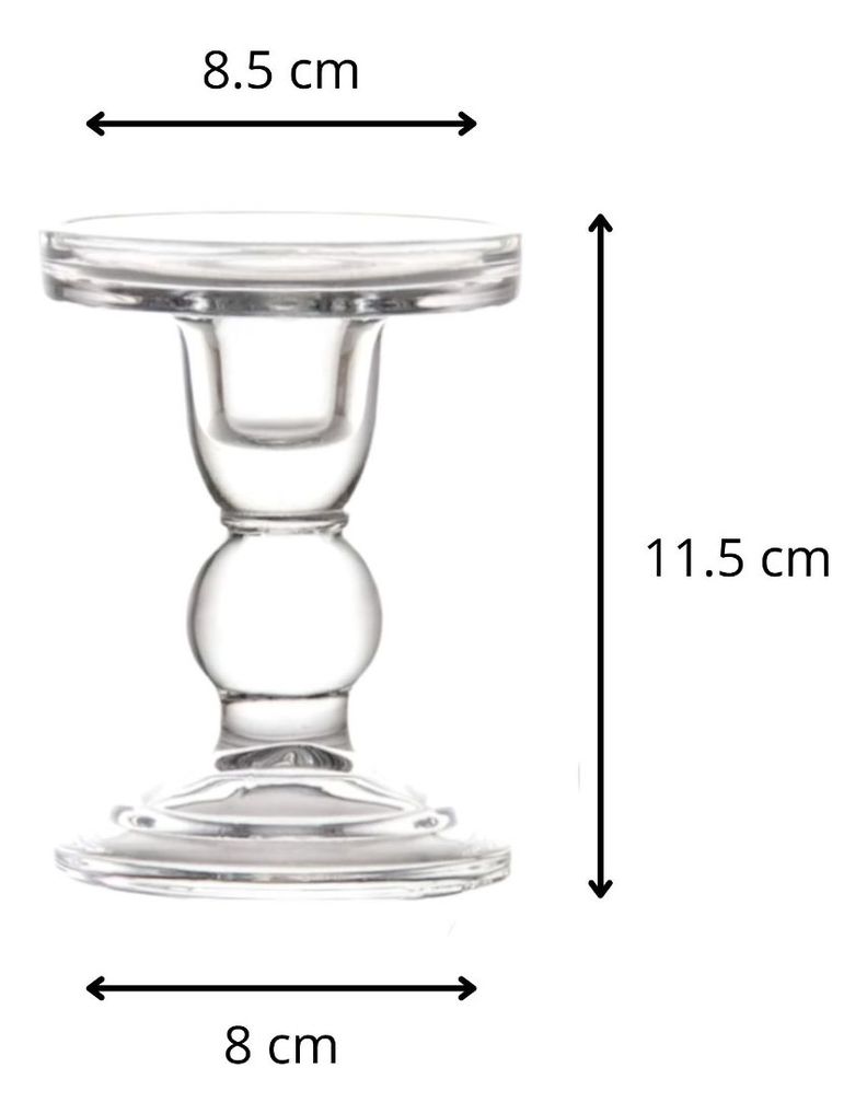 Set de 2 Candelabro Portavela Cristal Centro Mesa 11,5cm Jhn-8