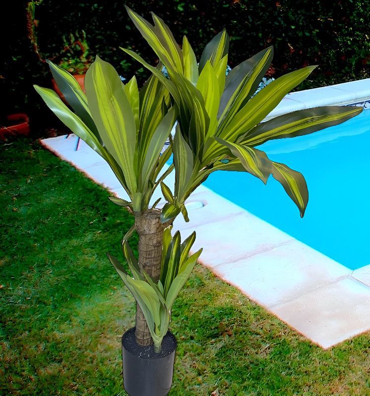 Flor Planta Artificial Dracaena Arbol Decoracion Real Lau-8
