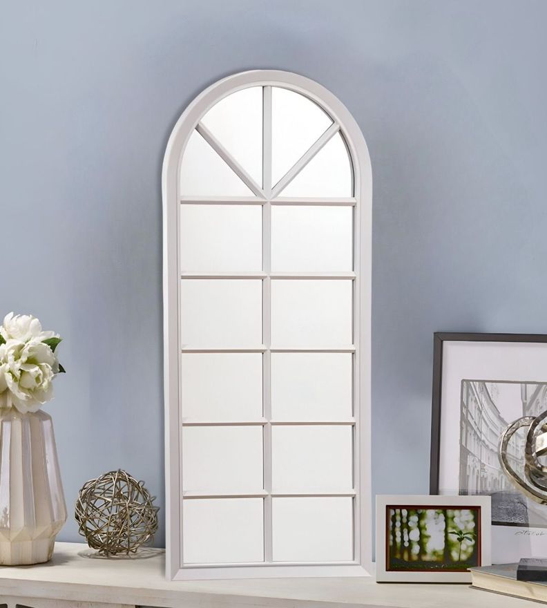 Espejo Pared Decorativo Blanco Ventana Catedral Vintage Jhn-5