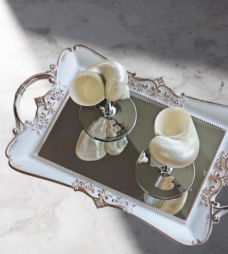 Bandeja Espejo Organizador Adorno Decorativo Blanca Jhn-8