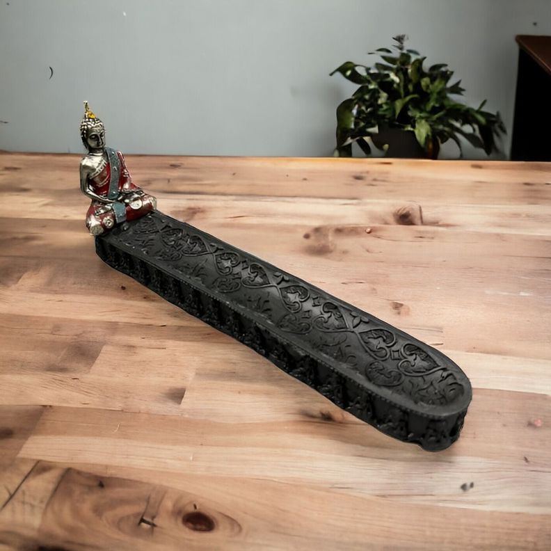 Porta Inciensos Decorativo Buda En Resina 24cm Jhn-2