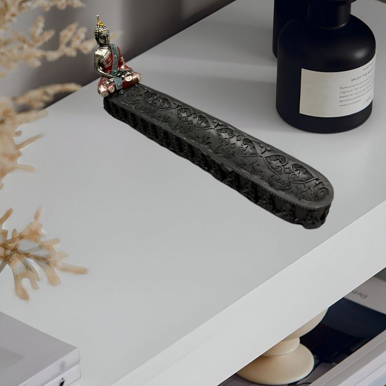 Porta Inciensos Decorativo Buda En Resina 24cm Jhn-9