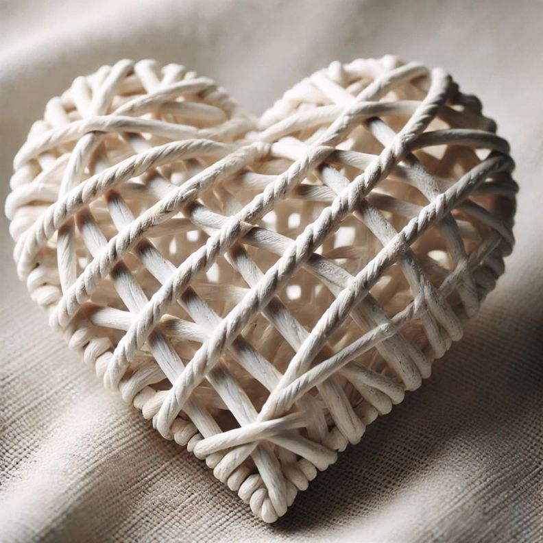 Corazón Decorativo Mimbre Pared Colgante 40cm Jhn-7