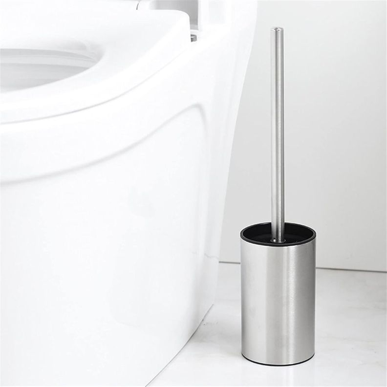 Escobilla Inodoro Redondo Cromado Acero Inoxidable Baño-3
