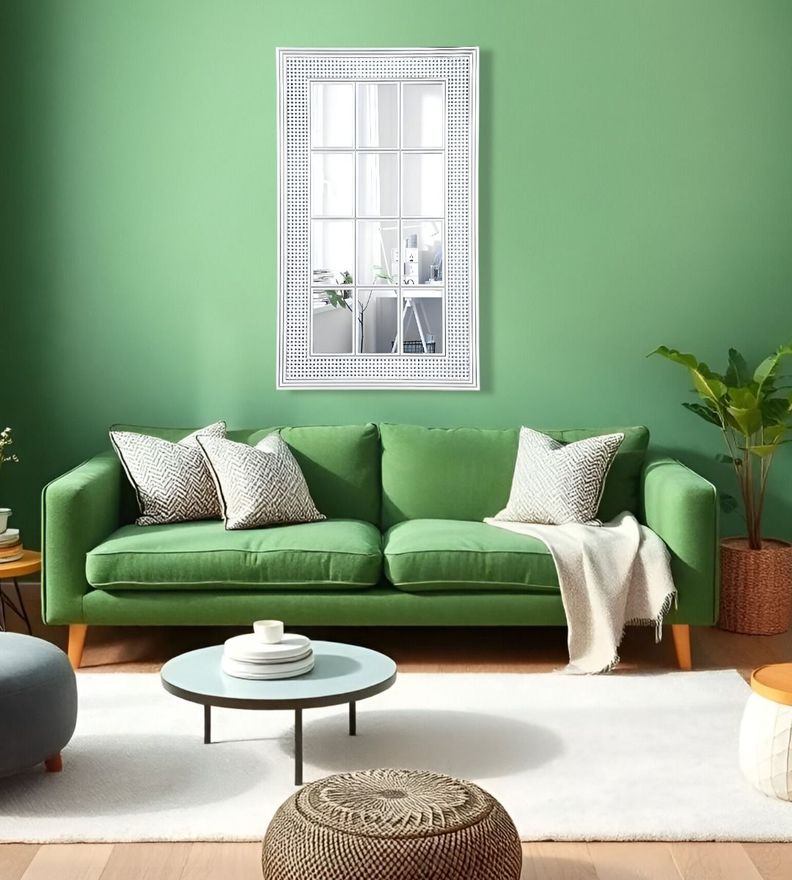 Espejo Decorativo Marco Blanco Rectangular Ventana Jhn-3