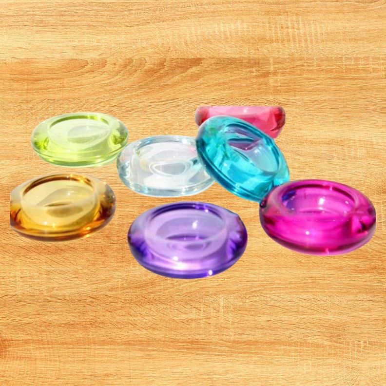 Set de 7 Portavelas Decorativo Cristal Colores Vibrante Jhn-2