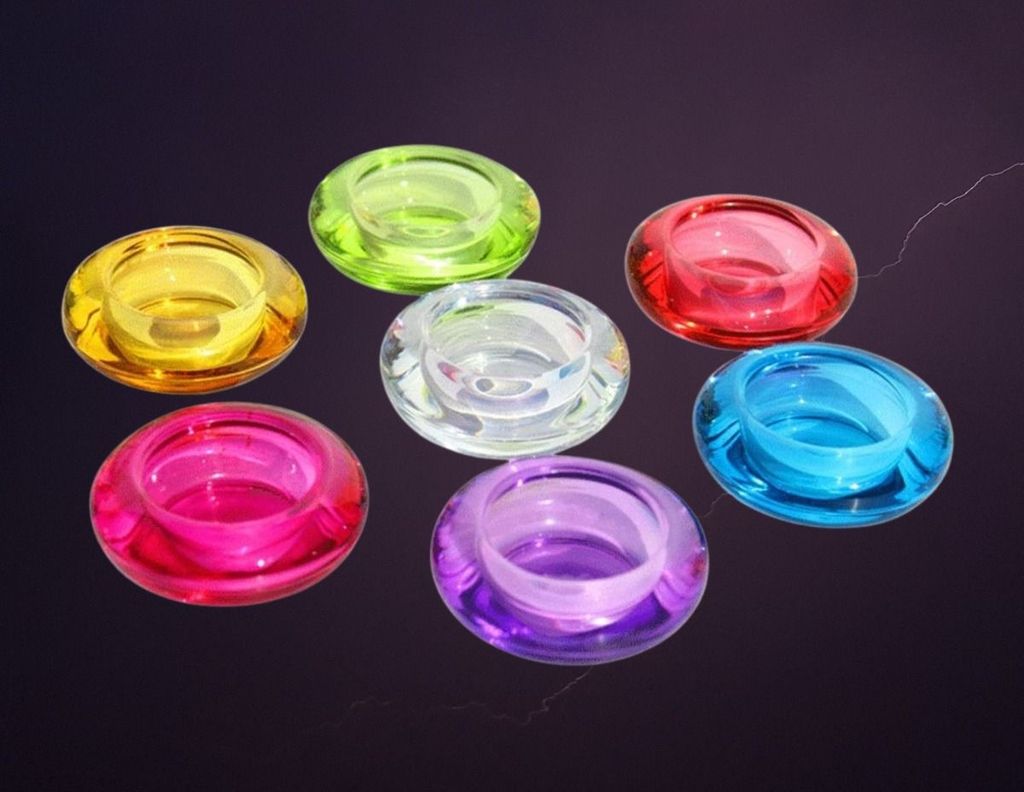 Set de 7 Portavelas Decorativo Cristal Colores Vibrante Jhn-6