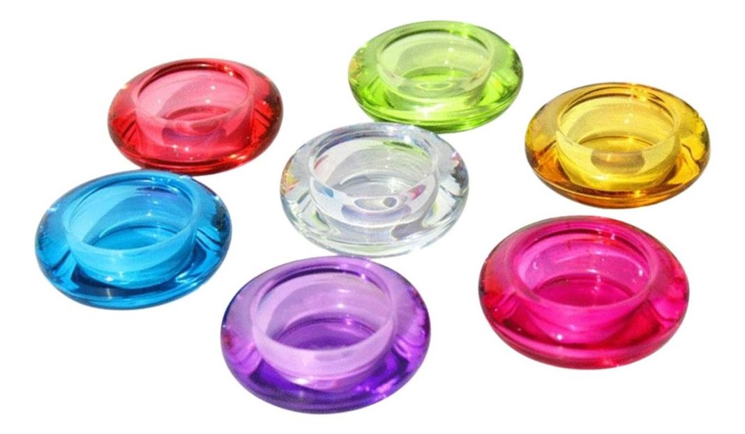 Set de 7 Portavelas Decorativo Cristal Colores Vibrante Jhn-7