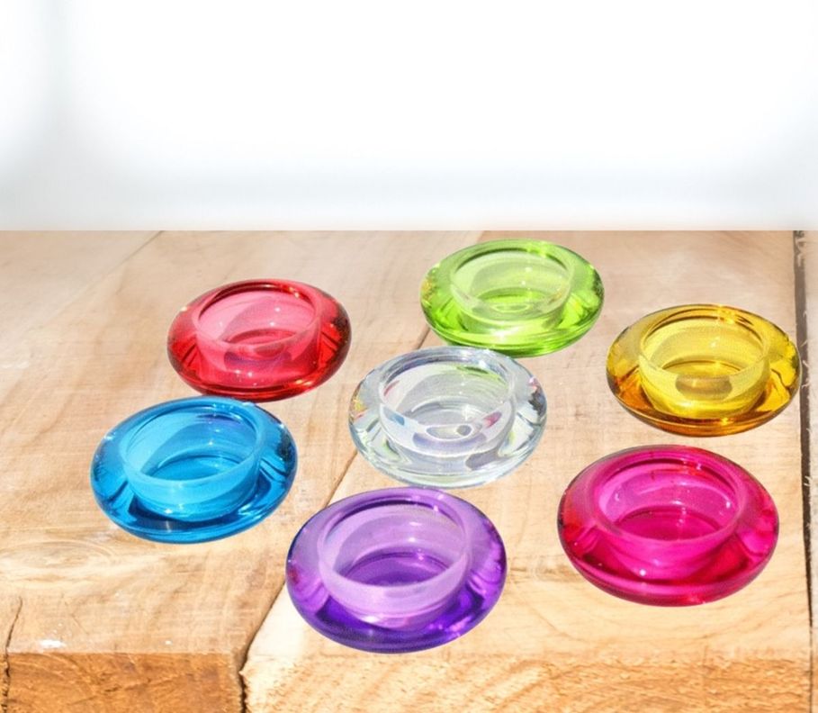 Set de 7 Portavelas Decorativo Cristal Colores Vibrante Jhn-8