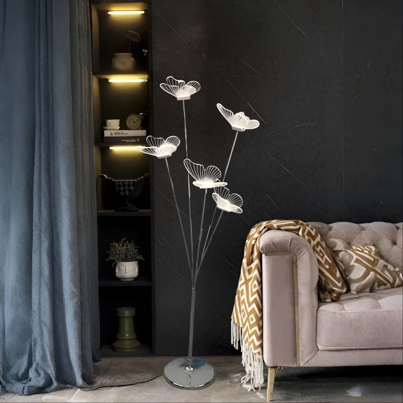 Lámpara Pie Mariposas Decorativa Iluminación LED Hogar Jhn-2