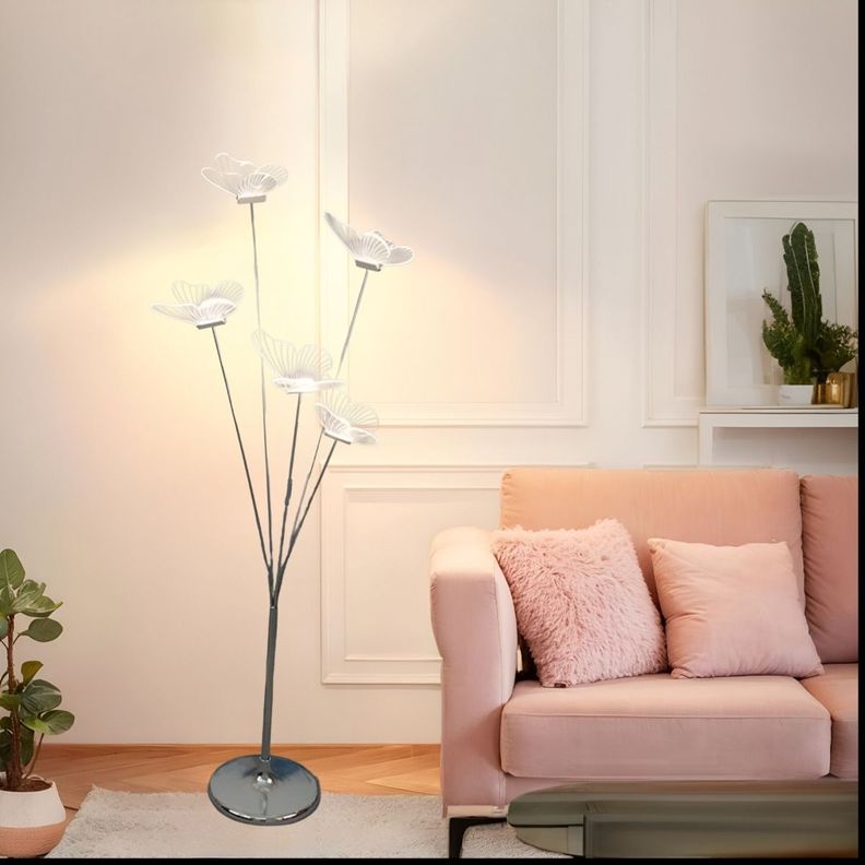 Lámpara Pie Mariposas Decorativa Iluminación LED Hogar Jhn-3