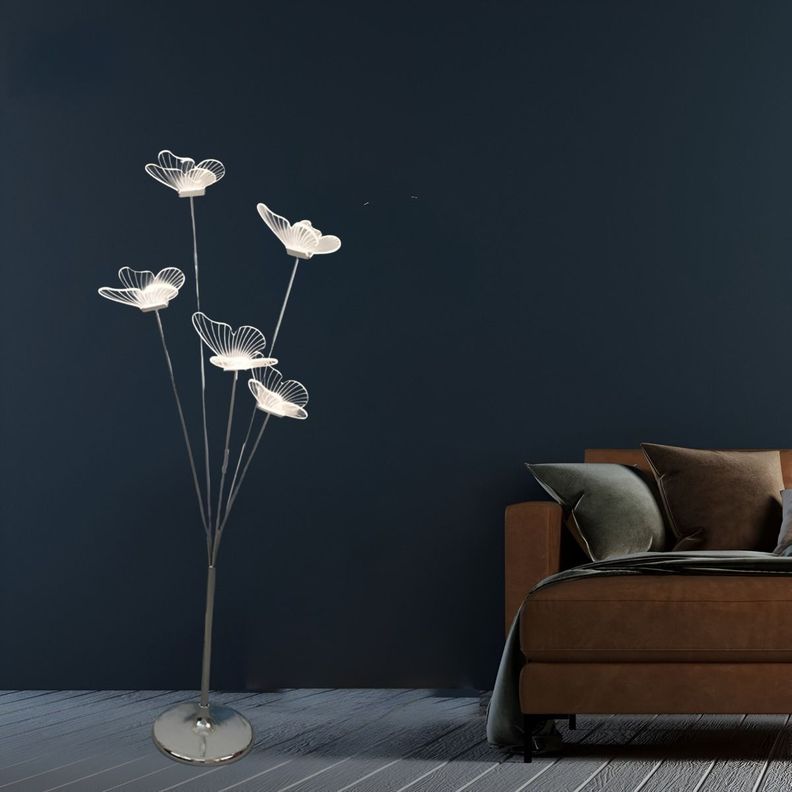 Lámpara Pie Mariposas Decorativa Iluminación LED Hogar Jhn-7