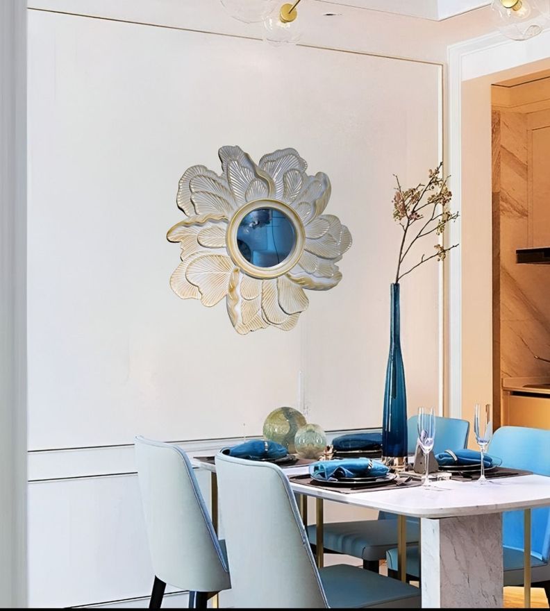 Espejo Decorativo Pared Resina Pétalos Rosa Jhn-1