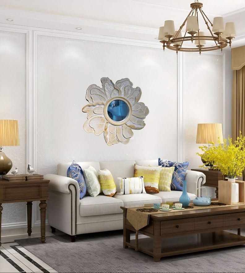 Espejo Decorativo Pared Resina Pétalos Rosa Jhn-8