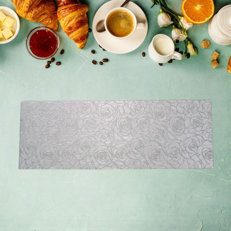 Set de 3 Mantel Decorativo Dorado Plata Floral Relieve Jhn-5